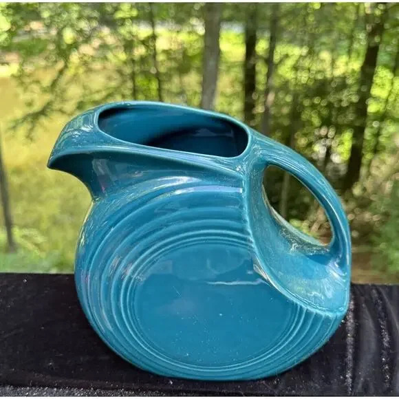 Large Vintage 8” Tall Disk PITCHER turquoise blue FIESTA WARE Fiesta Excellent!
